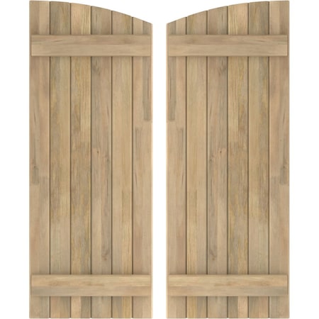 Ekena Millwork Americraft 6-Board (2 Batten) Wood Joined Board-n-Batten Shutters w/Ellipt Top, ARW101BE621X72UNH, PR ARW101BE621X72UNH